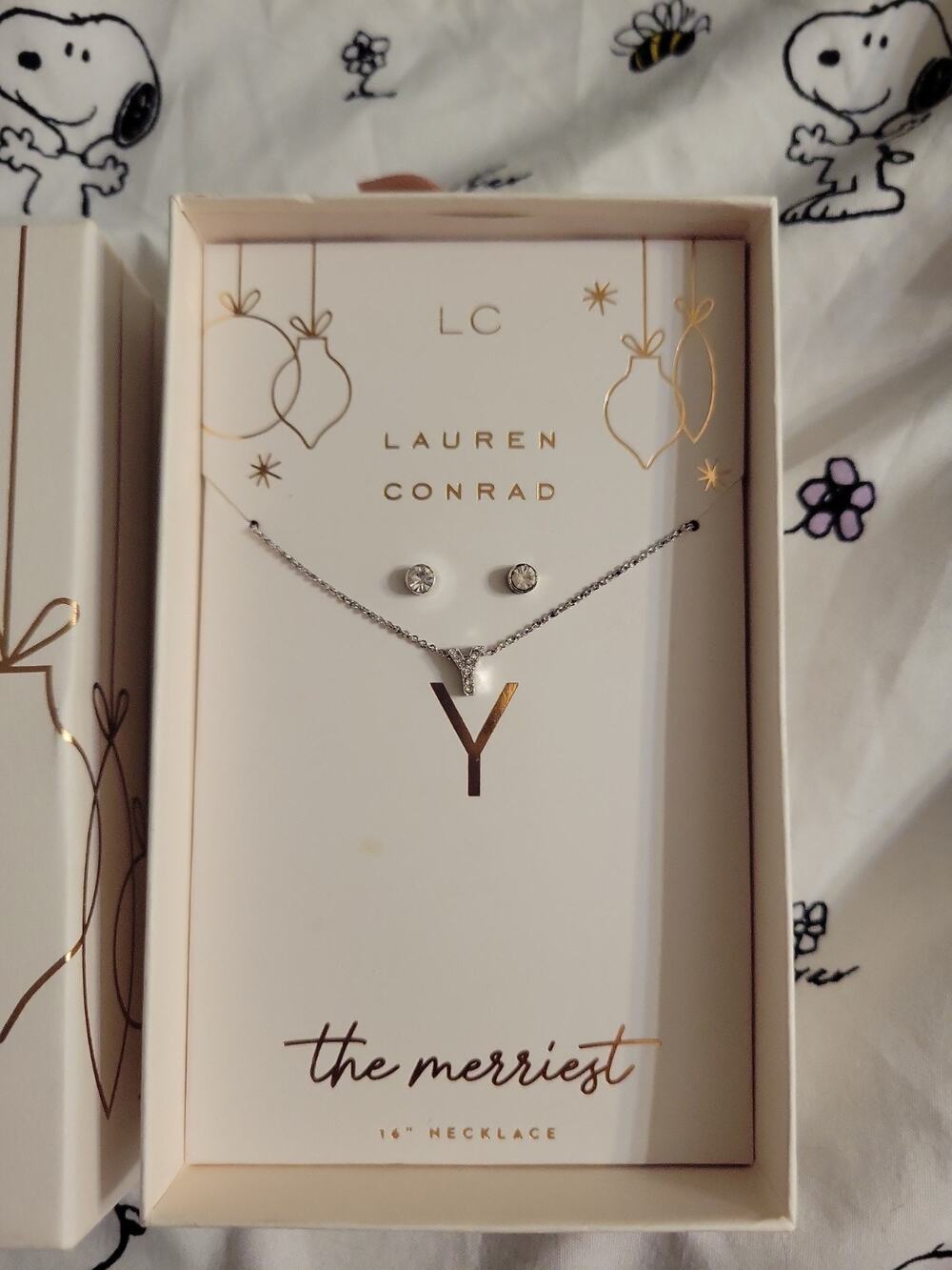 Lc Lauren Conrad Y Silver Tone 16" Necklace & Earrings Set New